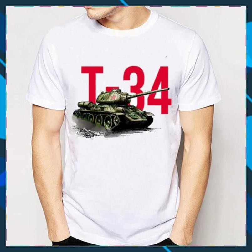 NEW- Áo Thun In Hình Xe Tăng World War 2 T-34 Cá Tính Cho Nam