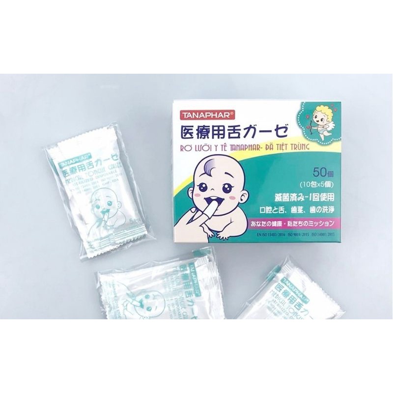 Gạc rơ lưỡi y tế TANAPHAR - đã tiệt trùng hộp  50 chiếc