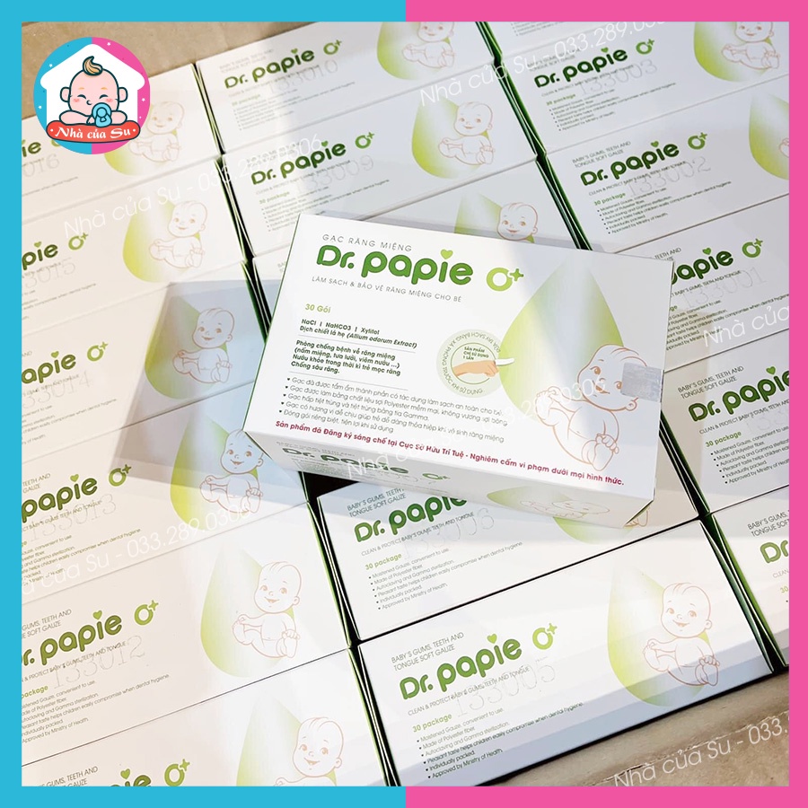 Gạc rơ lưỡi Dr Papie chính hãng, Vệ sinh răng miệng cho bé 30 gói NHÀ CỦA SU