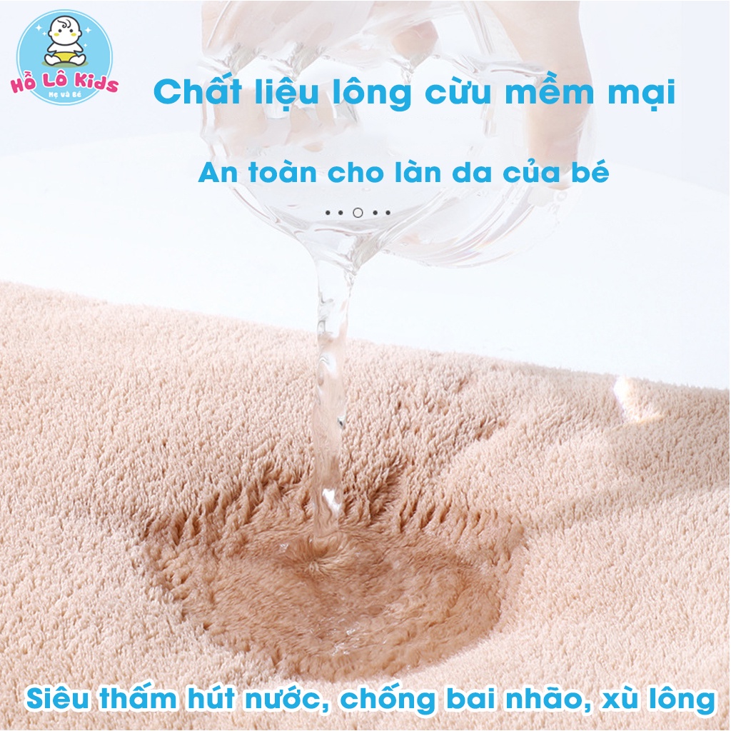 Áo choàng tắm khăn tắm cho bé cotton có mũ lông cừu dày dặn thấm hút tốt Hồ Lô Kids