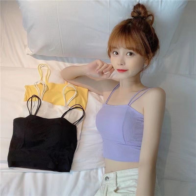 Áo Lót Ống Bằng Lụa Băng Mỏng Dây Đan Lưng Đẹp Phong Cách Hàn Quốc Dành Cho Nữ Sinh