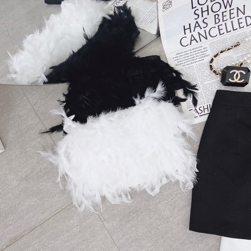 SET ÁO ỐNG LÔNG VŨ + CHÂN VÁY