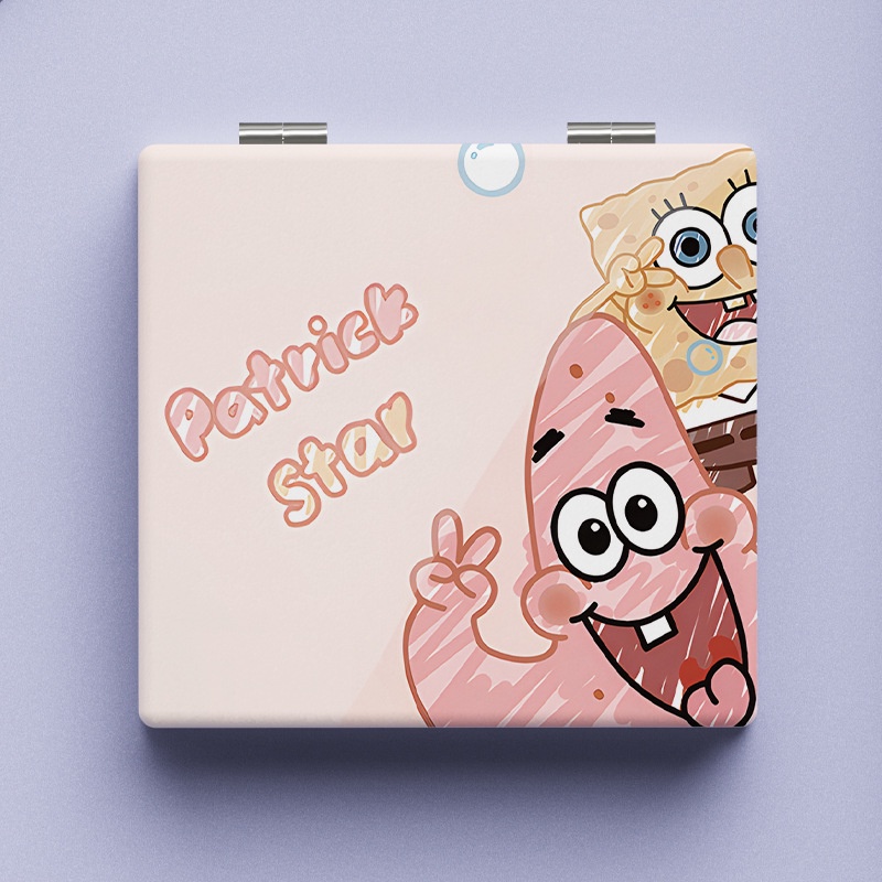 Gương Trang Điểm Mini Hình Vuông Họa Tiết Hoạt Hình Dễ Thương