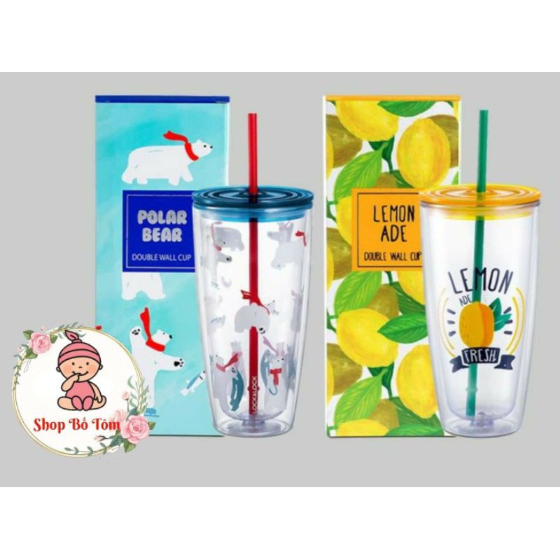 Ly Nhựa 2 Lớp Cách Nhiệt Có Ống Hút Lock&Lock 750ml