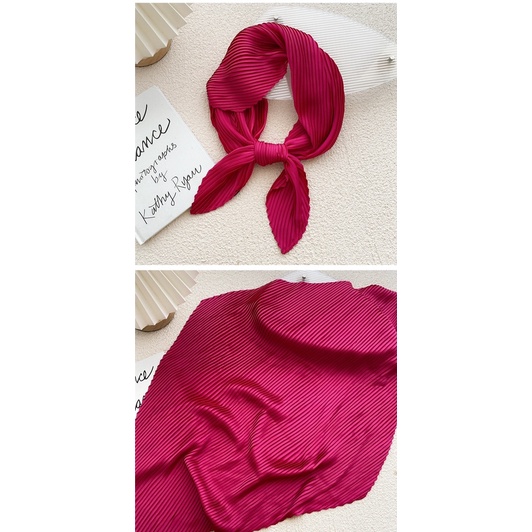 Khăn xếp li trơn nữ tính dễ thương công sở nhiều màu