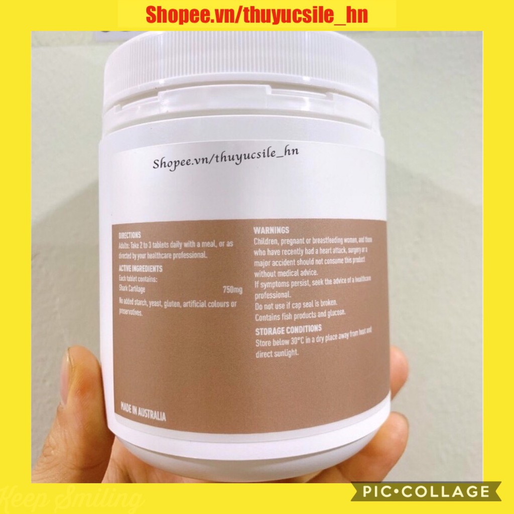Viên uống sụn vi cá mập Úc, giảm đau cứng khớp SHARK CARTILAGE, Lọ 200 viên