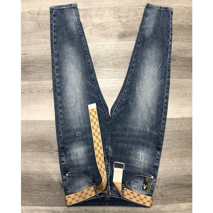 Quần Jean Nam GUCCl cao cấp CHINZ Chất Bò dáng Slimfit Hàn Quốc J1001, Tặng kèm thắt lưng