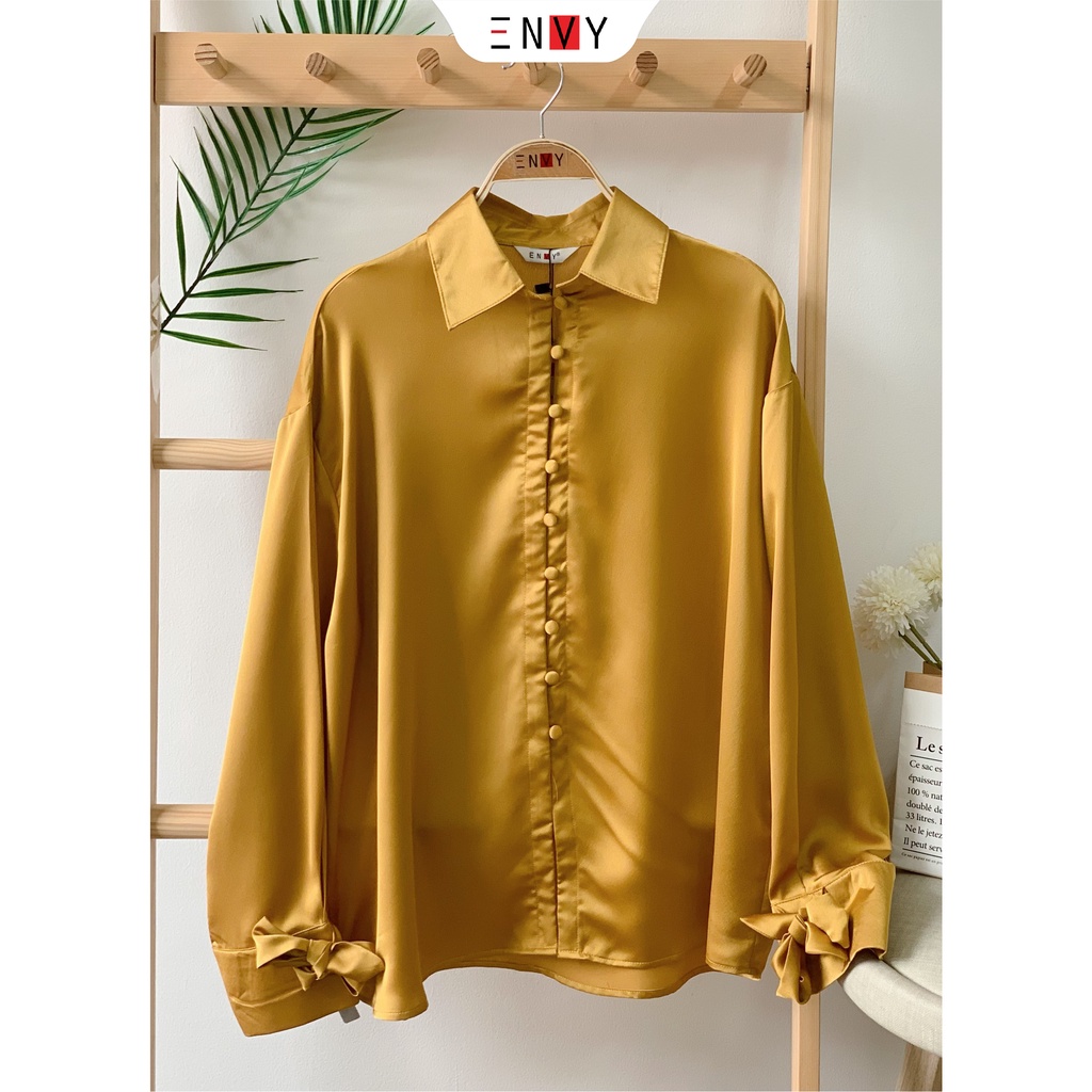 Áo sơ mi lụa tay nơ ENVY S117 công sở thiết kế
