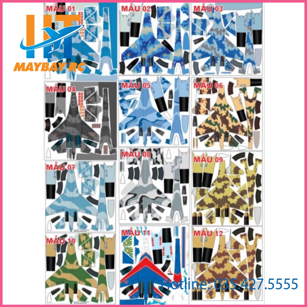 Decal máy bay su27, su37 sải cánh 70cm