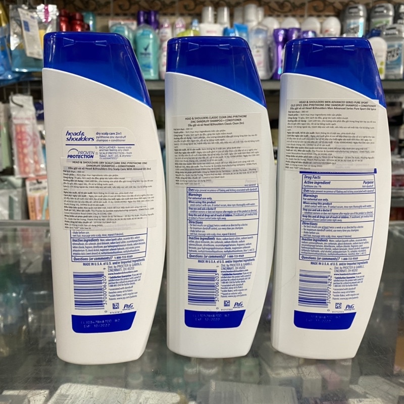 [Đủ màu] Dầu gội Head Shoulders 380ml-400ml hàng nhập