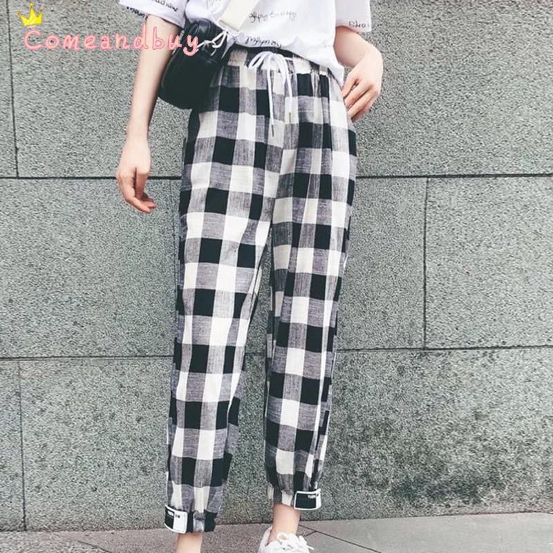 Quần dài kẻ caro phong cách Hàn Quốc dành cho nữ | BigBuy360 - bigbuy360.vn