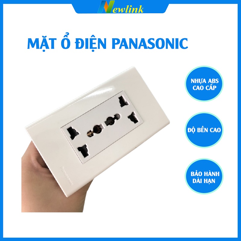 Ổ cắm đôi 3 chấu đa năng chữ nhật chuẩn Anh nắp âm tường dùng mặt Panasonic
