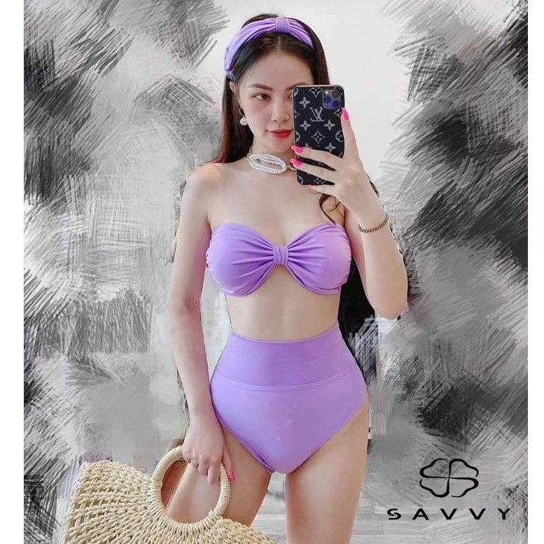 Bikini 2 Mảnh Cạp Cao Màu Tím Khoai Thời Trang Hàn Quốc SAVVY