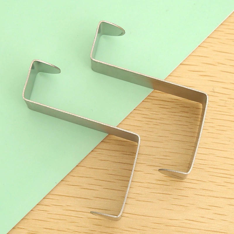 2Pcs Door Hook Stainless Steel Kitchen Cabinet Clothes Bag Hanger Hook Clips