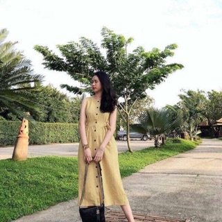 Đầm carô vàng