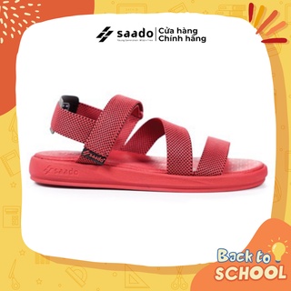 [CHÍNH HÃNG] SANDAL SAADO | NN09 – Màu Đỏ Đô Phối Sọc Caro Đen | Giày Sandal Nam Nữ Cá Tính Cao Cấp