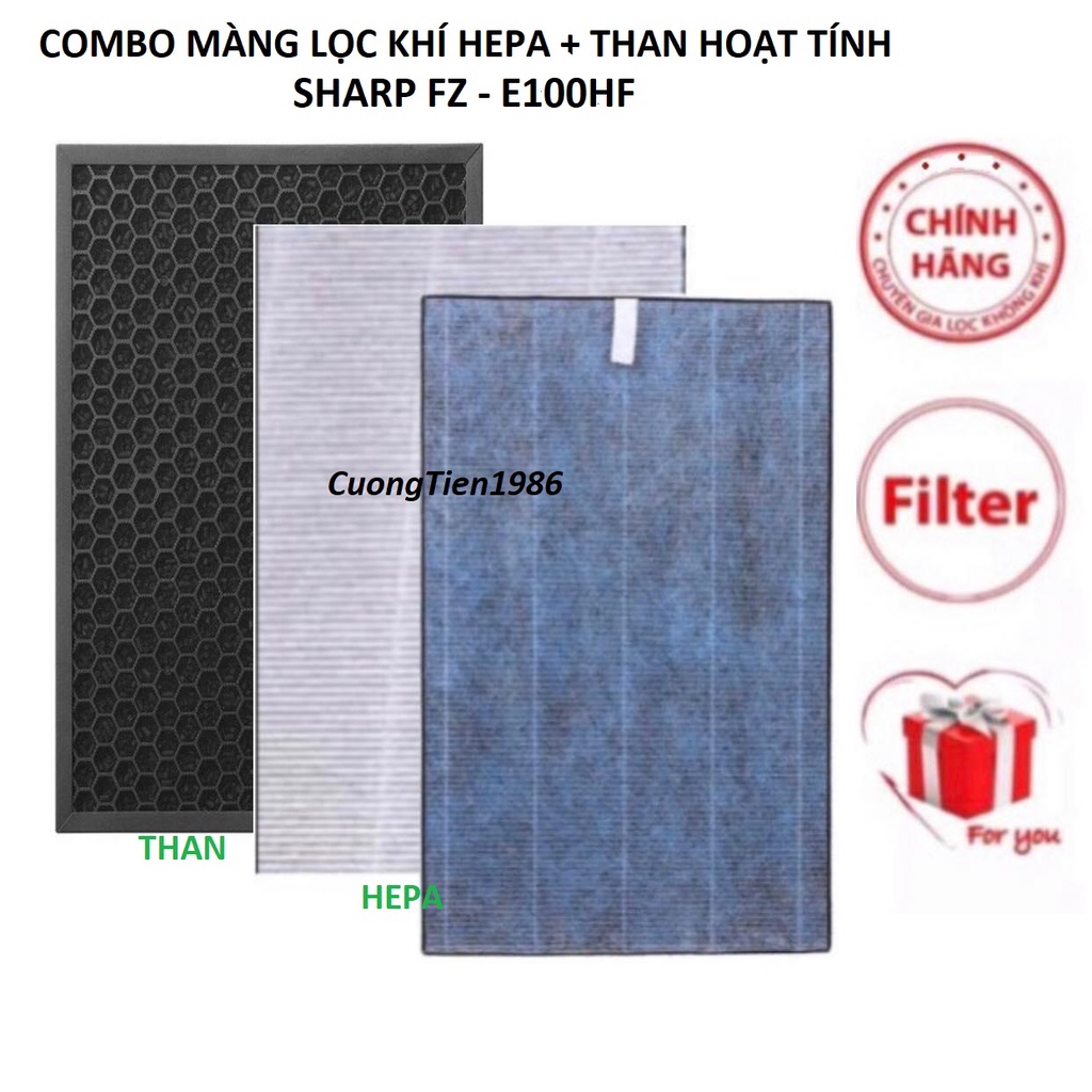 Combo Màng lọc Hepa + Than hoạt tính Sharp FZ-E100HF( KI-FX100,KI-GS100,KI-GF70-W...)
