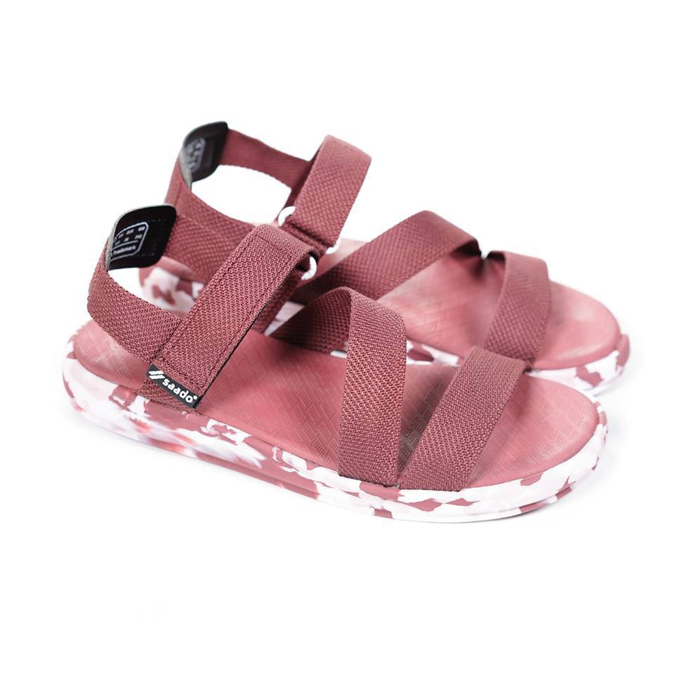 [CHÍNH HÃNG] SANDAL SAADO | CL06 – Hầm Rượu – Màu Đỏ Đô Trắng Camo Rằn Ri | Giày Sandal Nữ Đi Học Xinh