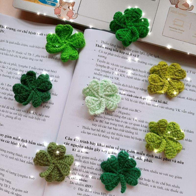 Móc khóa cỏ 4 lá may mắn móc len - Lucky clover 🍀