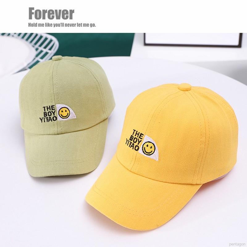 Mũ lưỡi trai thêu hình mặt cười 9 màu tùy chọn cho bé trai từ 1-3 tuổi