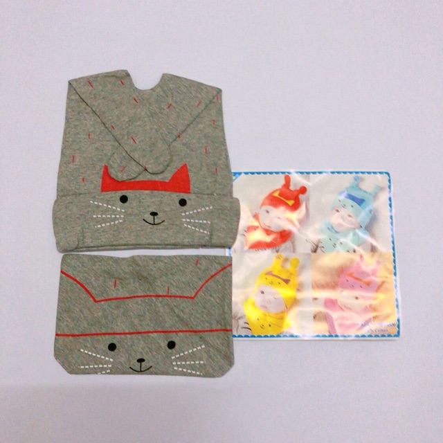 SET KHĂN + MŨ MÈO 100% COTTON CHO BÉ TỪ 3TH - 3T(MẪU 5)