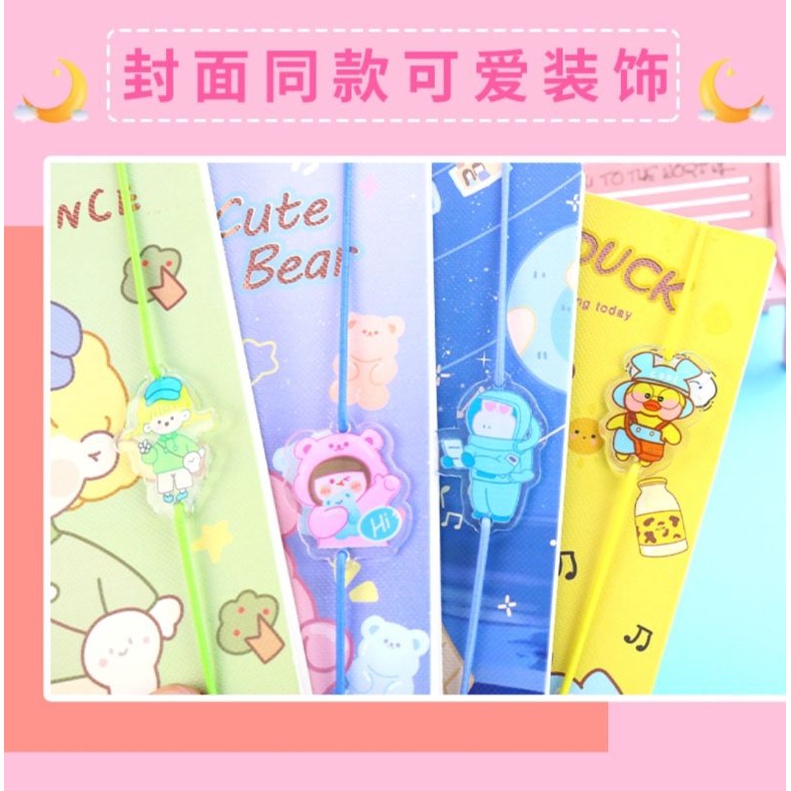 Sổ lò xo A5 bìa cứng có dây nẹp đánh dấu trang cute  size 18.5 cm chất lượng 32K mã XQA5-013