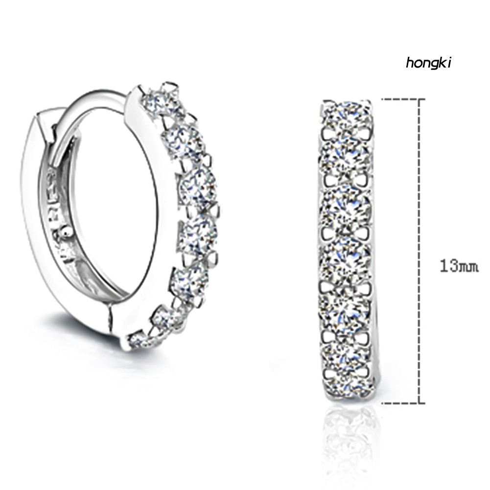 Khuyên Tai Tròn Mạ Bạc Đính Đá Thời Trang Cho Nữ