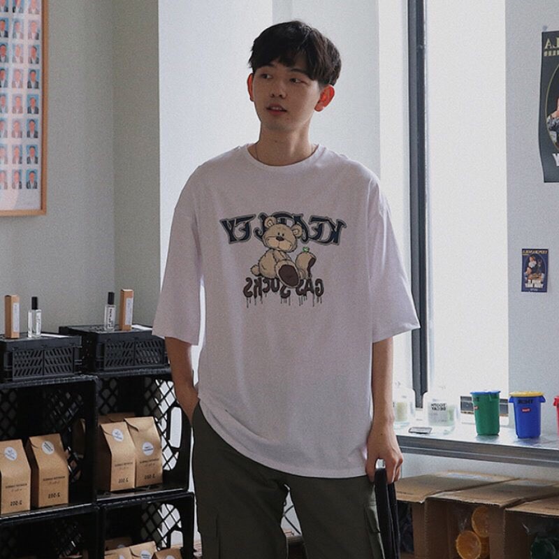 Áo thun tay lỡ form rộng - phông nam nữ cotton oversize - T shirt gấu Teddy a - 2N Unisex