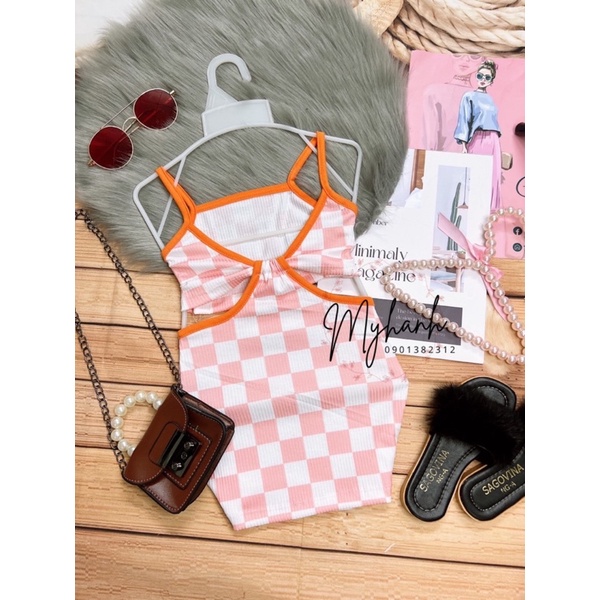 ĐẦM HAI dây CARO SIÊU HÓT KHOÉT EO CHO BÉ GÁI