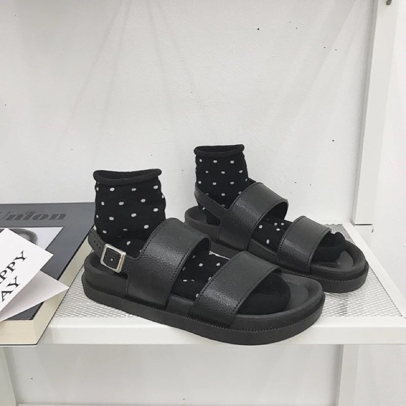 Sandal ulzzang 2 quai ngang bản to (sẵn hàng có ảnh thật phía sau)