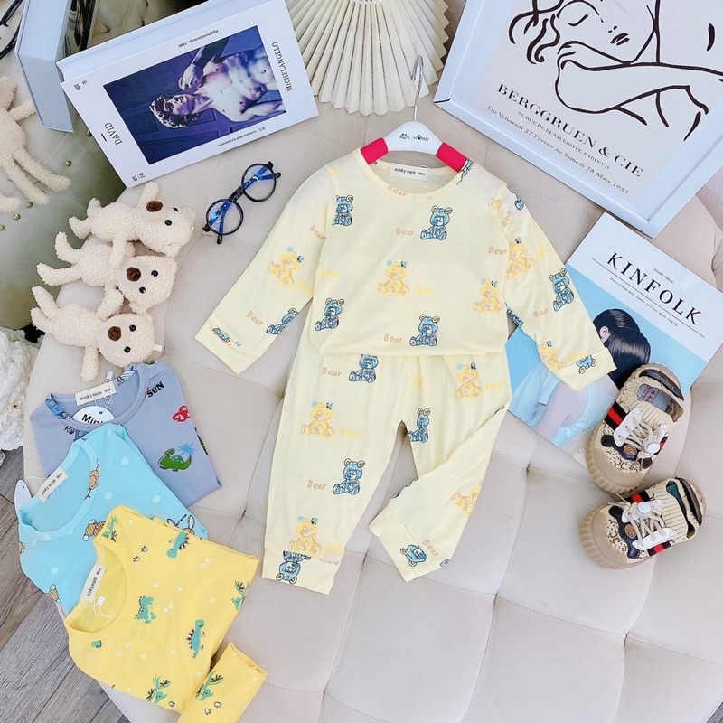 (xả) bộ dài tay thun lạnh hoạ tiết cho bé trai bé gái(6-17kg)