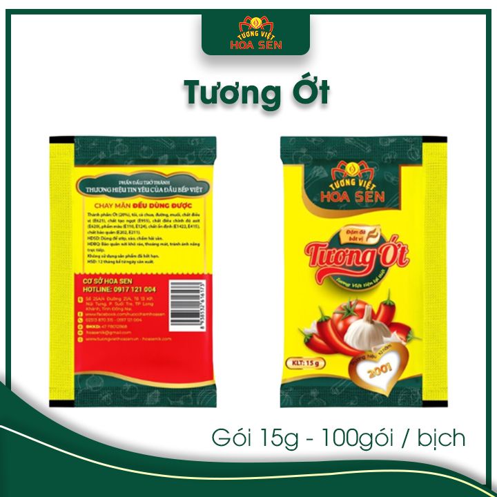 Tương Ớt Gói 15g MM/ bịch 100 gói tiện lợi-Tương Việt Hoa Sen