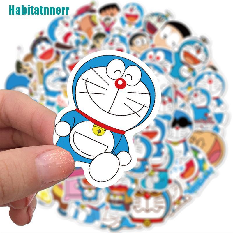 Bộ 50 miếng hình dán Doraemon trang trí xe hơi/ laptop/ xe máy
