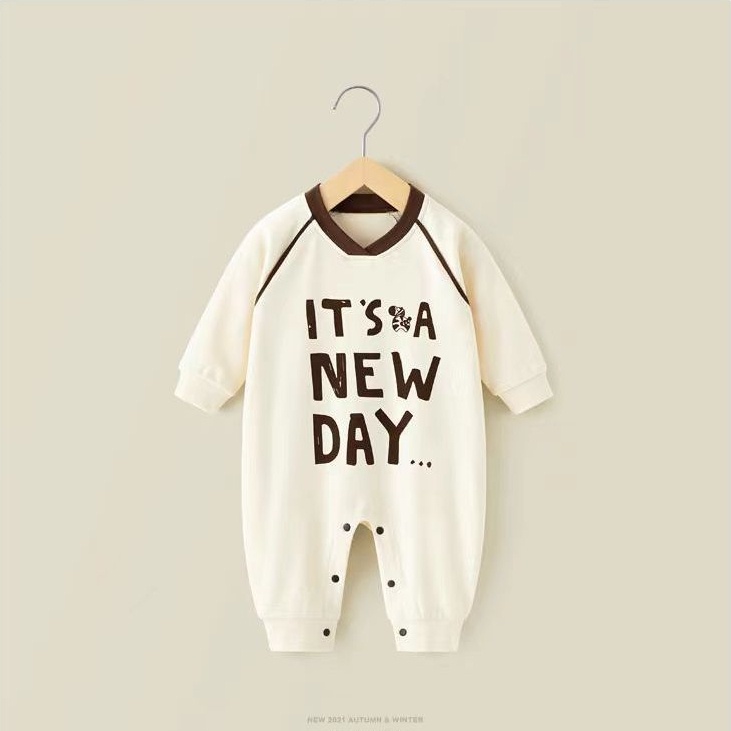 Áo Liền Quần Bằng Cotton Thời Trang Xuân Thu Cho Trẻ Em 0-18 Tháng Tuổi