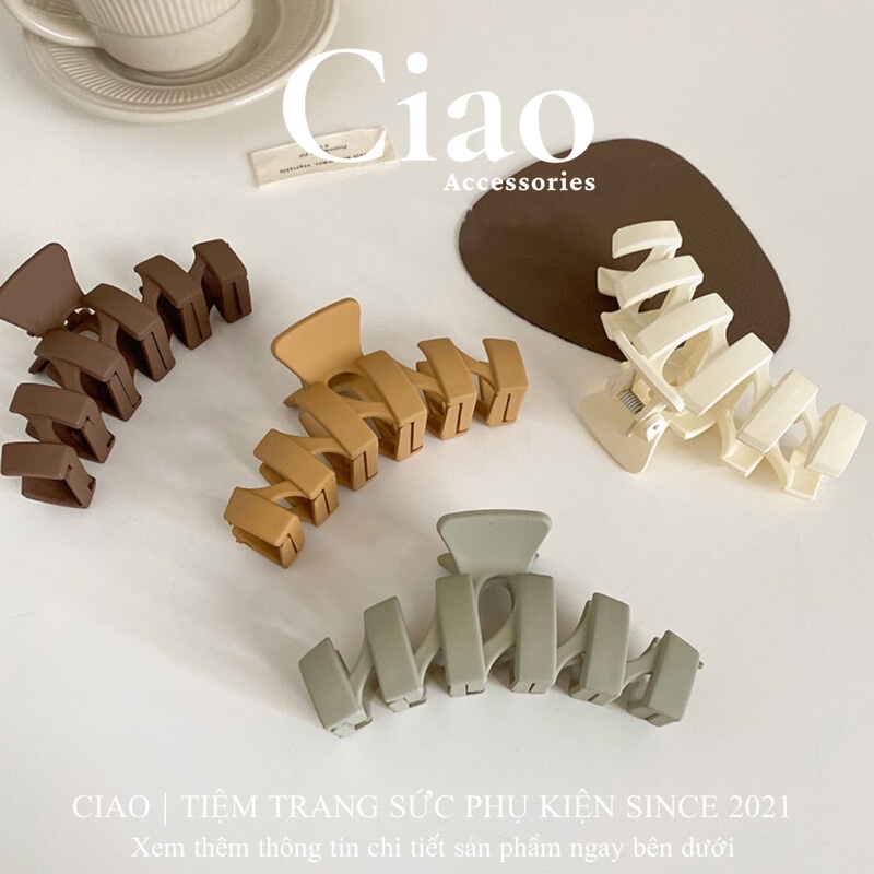 [HOẢ TỐC 1H] Kẹp nhựa acrylic nhám càng cua hoạ tiết mới lạ màu retro mã 25 Ciao accessories