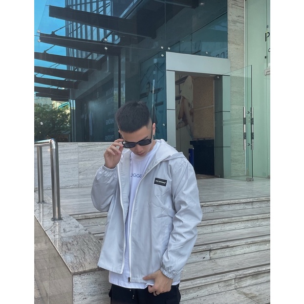 Áo Khoác Mũ JOGGER Basic Unisex Nam Nữ Form Rộng Khoá kéo Chất Dù 2 Lớp