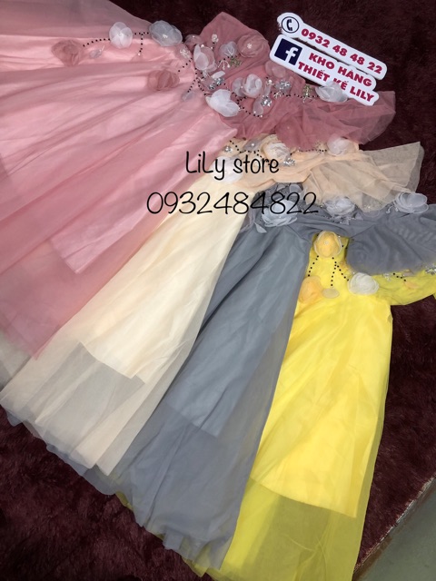 ẢNH VÀ VIDEO THẬT 10000%     Đầm xoè lệch vai hoa nổi kết cườm sang trong