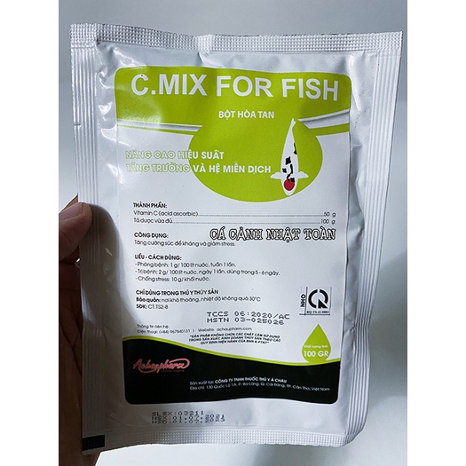 VITAMIN C MIX FOR FISH HÒA TAN TĂNG ĐỀ KHÁNG CHO CÁ CẢNH ACPHARNO 100G