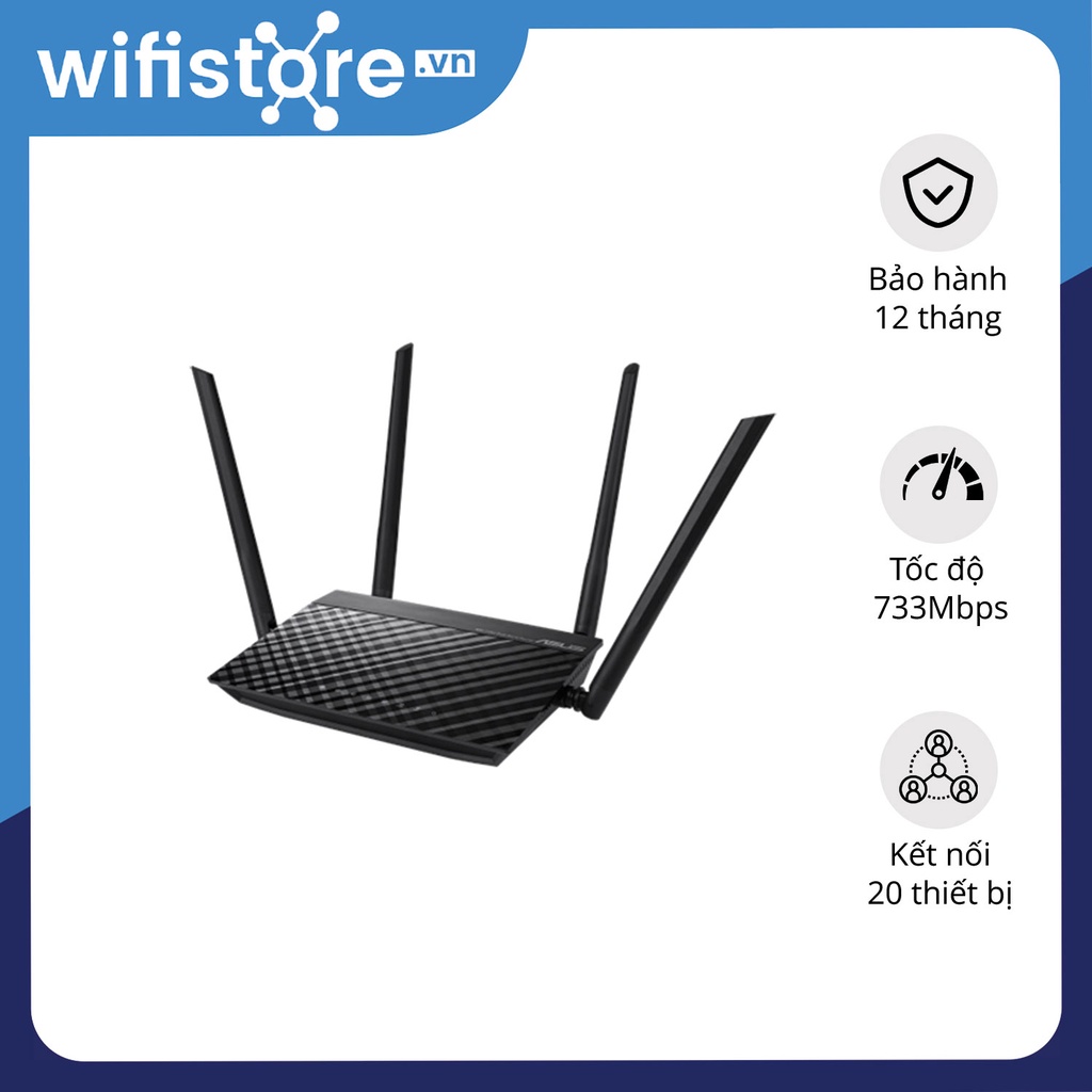 Router WiFi ASUS RT-AC750L, tốc độ 733Mbps, 4 anten AC