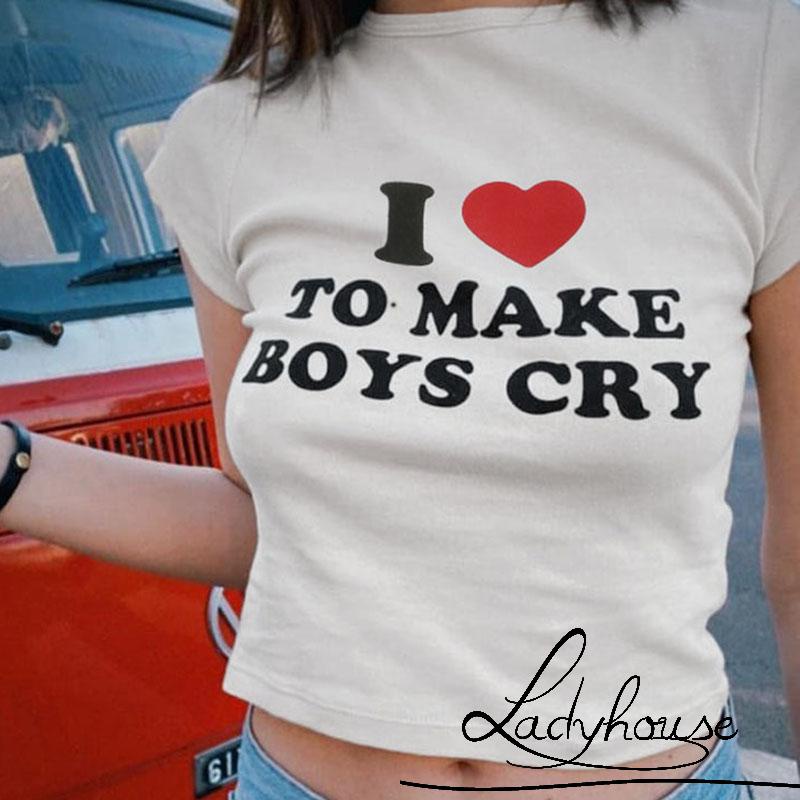 LDD-Women´s Crop Tops, Crew Neck Short Sleeve Letter Print Slim Fit Pullover T-Shirt for Young Ladies