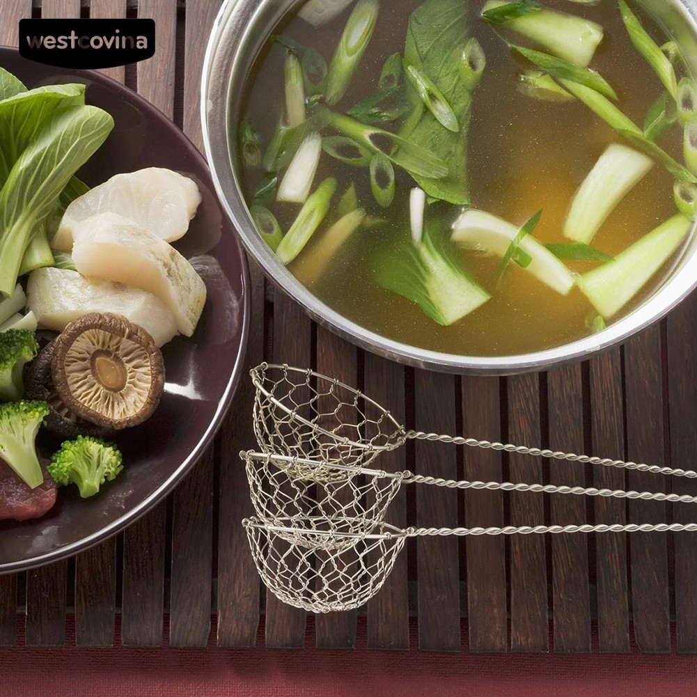WEST✦ Stainless Steel Oil Filter Hot Pot Fondue Sieve Colander Spoon Cookware