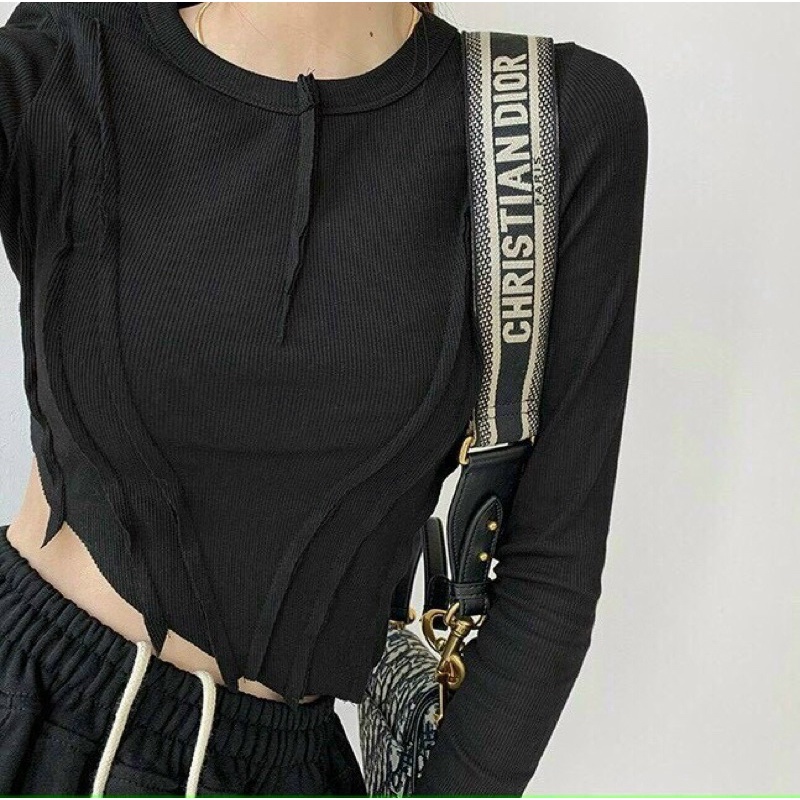 ÁO ÔM KIỂU CHÉO TÀ TAY DÀI CROP