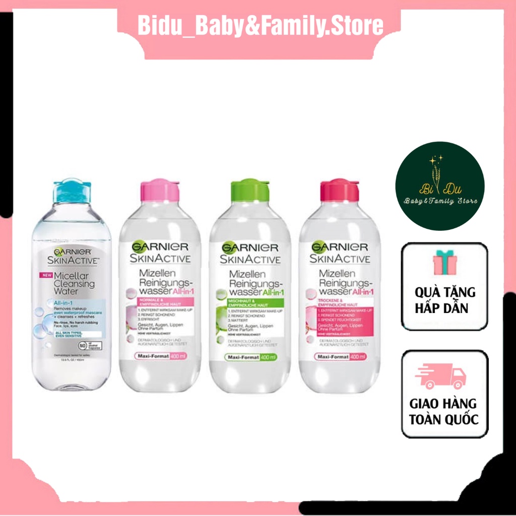 Nước Tẩy Trang Cho Da Dầu, Mụn, Thường Và Nhậy Cảm Garnier Cleansing Water 400ml hàng xước vỏ