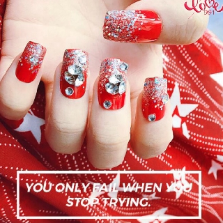 Set 24 Móng Tay Giả Đính Đá Lấp Lánh Cho Nữ