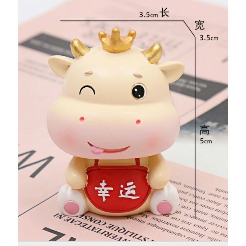 Combo 3 Con Trâu Vương Miện Trang Trí Bánh kem