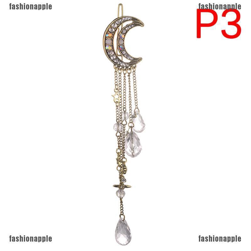 Kẹp Tóc Hình Mặt Trăng Đính Đá Thanh Lịch Cho Nữ