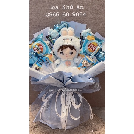 [Quà sinh nhật - Hoả tốc] Bó hoa bánh kẹo gấu bông cực xinh cho bé trai và bé gái. Nhiều tông màu.