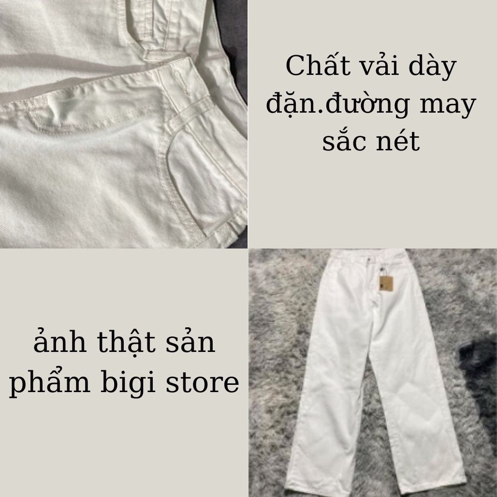 Quần jean trắng, quần bò ống suông nữ màu trắng ulzzang siêu cao BiGi Store Mã 38 | BigBuy360 - bigbuy360.vn