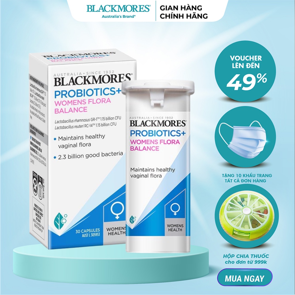 [Chính hãng Úc] Viên uống phục hồi vệ sinh âm đạo Probiotics Womens Flora Balance Blackmores Úc 30viên - Date mới