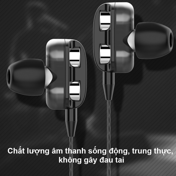 Tai nghe A4 HiFi lõi kép siêu bass MẪU MỚI 2019